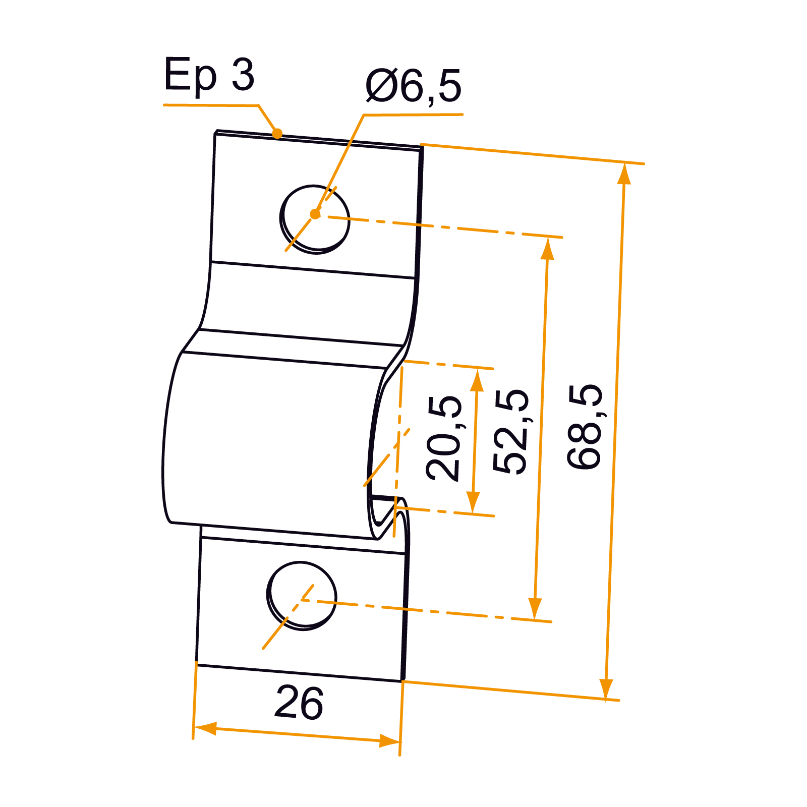 Verrou box porte-cadenas gâche Ø10mm platine 65mm Inox 316 brossé