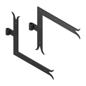 Set of 2 angle T strap hinges - fish tail - Ø14 - 34x4.5 - 7.5 mm square holes - offset 52