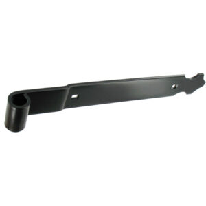 Straight strap hinge  - scalloped end - Ø14 - 39x3.7 - 7.5 mm square holes - 14x70 offset