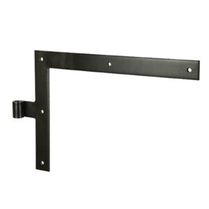 Angle T strap hinge  - square end - Ø14 - H.250 - 34x4.5 - round holes of 7 - 52 offset