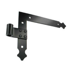 Penture équerre - bout feston - Ø14 - H.200xL.250 - 35x4 - trous carrés de 7,5 - déport 19x54