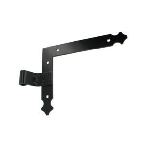 Penture équerre - bout feston - Ø14 -  H.200xL.250 - 35x4 - trous carrés de 7,5 - déport 38x54