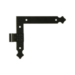 Penture équerre - bout feston - Ø14 - H.200xL.250 - 35x4 - trous carrés de 7,5 - déport 48x54
