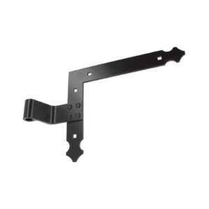 Penture équerre - bout feston - Ø14 - H.200xL.250 - 35x4 - trous carrés de 7,5 - déport 48x77