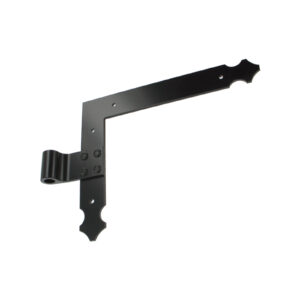 Penture équerre - bout feston - Ø14 - H.200xL.250 en 35x4 - trous ronds de 5 - déport 19x54