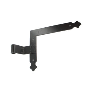 Penture équerre - bout feston - Ø14 - H.200xL.250 - 35x4 - trous ronds de 5 - déport 48x77