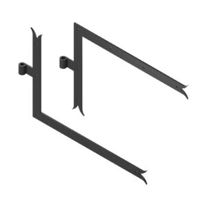 Set of 2 angle T strap hinges - fish tail - Ø16 - H.400 - 40x6 - 7.5 mm square holes - offset 67