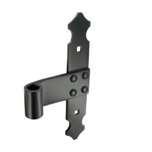 Penture intermédiaire - bout feston - Ø14 - H.200 - 35x4 - trous carrés de 7,5 - déport 19x77