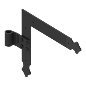 Penture équerre - bout feston - Ø14 - H.200xL.250 - 35x4 - trous ronds de 5 - déport 19x54