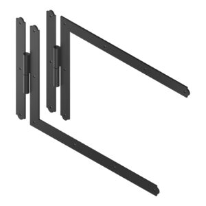 Set of 2 angle T strap hinges - round end - Ø12 - H.400 - 40x6 - 7.5 mm square holes