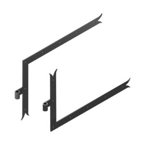Kit 2 pentures équerres - queue de carpe - Ø14 - H.320 - 34x4,5 - trous carrés de 6,5 - déport 59