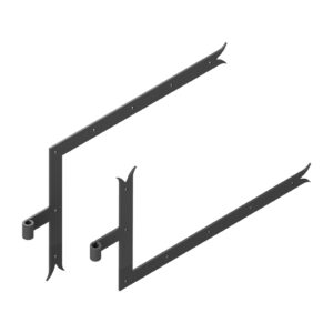 Kit 2 pentures équerres - queue de carpe - Ø14 - H.320 - 34x4,5 - trous carrés de 6,5 - déport 87