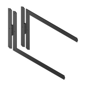 Set of 2 angle T strap hinges - round end - Ø10 - H.400 - 40x6 - 7.5 mm square holes