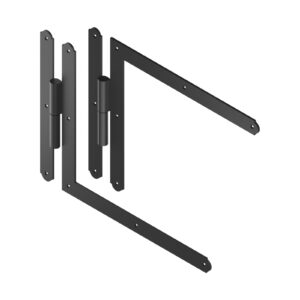 Set of 2 angle T strap hinges - round end - Ø12 - H.350 - 34x4.5 - 7.5 mm square holes