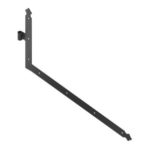 Penture équerre avec angle à 97° - bout feston - Ø14 - H.300xL.600 - 34x3 - trous carrés de 7,5 - déport 40