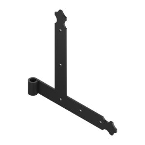 Penture équerre - bout feston - Ø16 - H.250xL.300 - 39x4,5 - trous carrés de 7,5 - déport 87,5