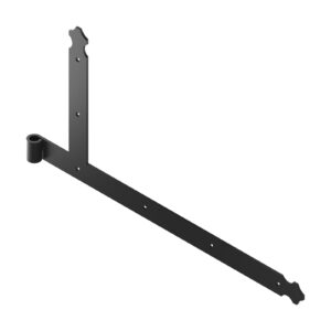 Penture équerre - bout feston - Ø16 - H.250xL.600 - 39x4,5 - trous carrés de 7,5 - déport 87,5