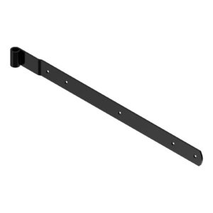 T strap hinge  - round end - Ø14 - 39x3.7 - offset 14x85 - 7.5 mm square holes - InviRenov®