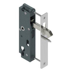 Serrure GK à pène levant zamak - axe à 72 - têtière carrée - pour cadre intégré de 30x30 - en retrait