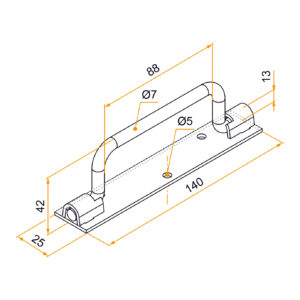 Poignée sur platine type Saint-Etienne  - Ø7 - L.140